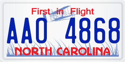 NC license plate AAO4868