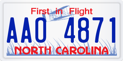 NC license plate AAO4871