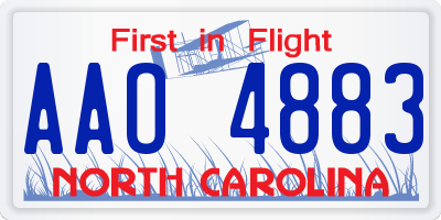 NC license plate AAO4883