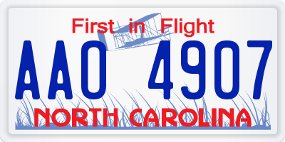 NC license plate AAO4907