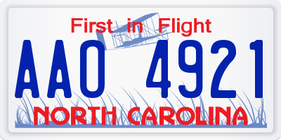NC license plate AAO4921