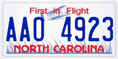 NC license plate AAO4923