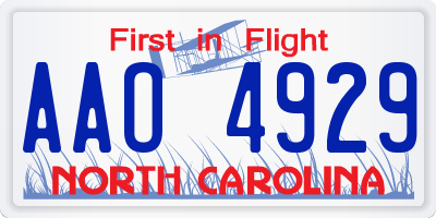 NC license plate AAO4929