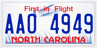 NC license plate AAO4949