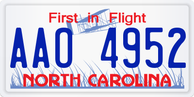 NC license plate AAO4952