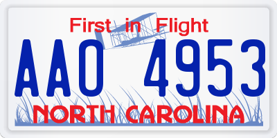 NC license plate AAO4953