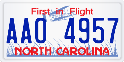 NC license plate AAO4957