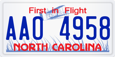 NC license plate AAO4958