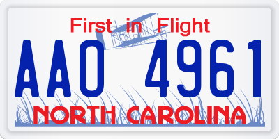 NC license plate AAO4961
