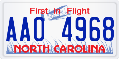 NC license plate AAO4968
