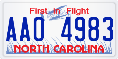 NC license plate AAO4983