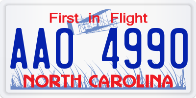 NC license plate AAO4990