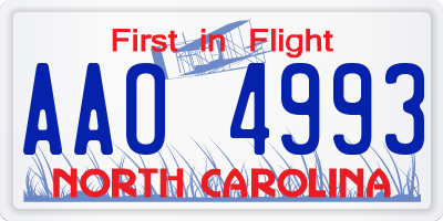NC license plate AAO4993