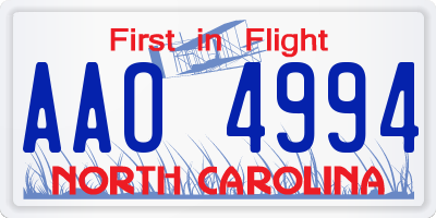 NC license plate AAO4994