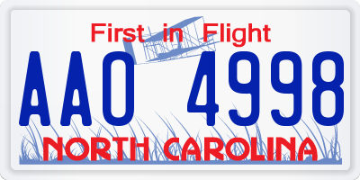 NC license plate AAO4998