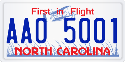 NC license plate AAO5001