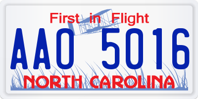 NC license plate AAO5016