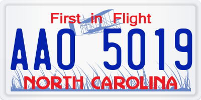 NC license plate AAO5019
