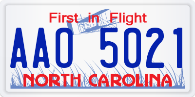 NC license plate AAO5021