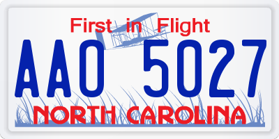 NC license plate AAO5027