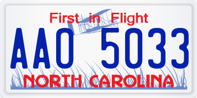 NC license plate AAO5033