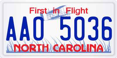 NC license plate AAO5036