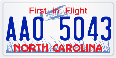 NC license plate AAO5043