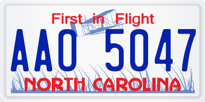 NC license plate AAO5047