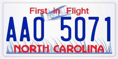 NC license plate AAO5071