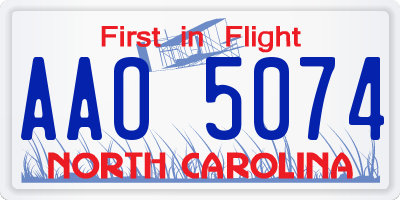 NC license plate AAO5074