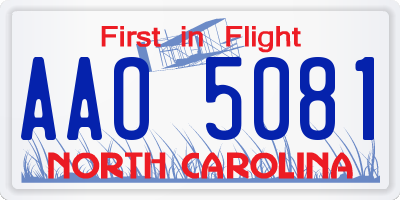 NC license plate AAO5081