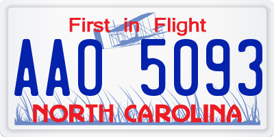 NC license plate AAO5093