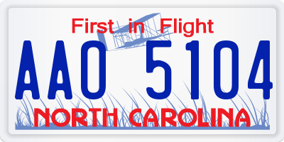 NC license plate AAO5104