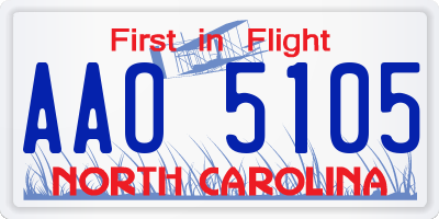 NC license plate AAO5105