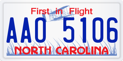 NC license plate AAO5106