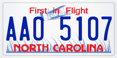 NC license plate AAO5107