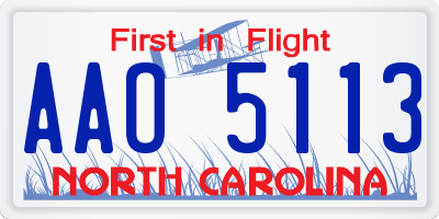 NC license plate AAO5113