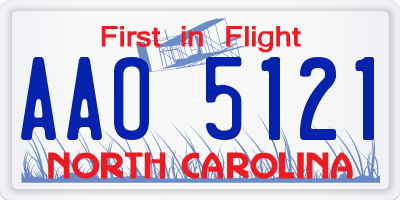 NC license plate AAO5121