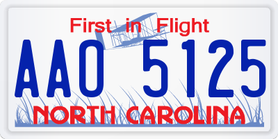 NC license plate AAO5125