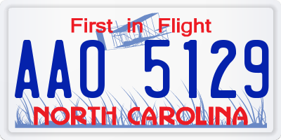 NC license plate AAO5129
