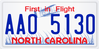 NC license plate AAO5130