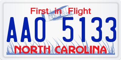 NC license plate AAO5133