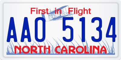 NC license plate AAO5134