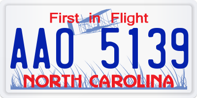 NC license plate AAO5139