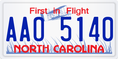 NC license plate AAO5140