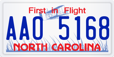 NC license plate AAO5168