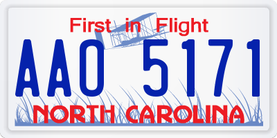NC license plate AAO5171