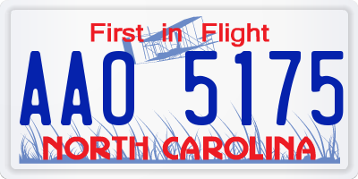 NC license plate AAO5175