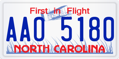 NC license plate AAO5180