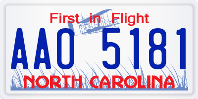 NC license plate AAO5181